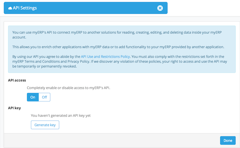 api settings